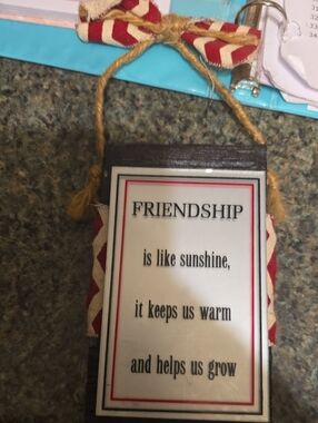 Friendship Wall Plaque in Red and Cream - Inspirational Home Accent